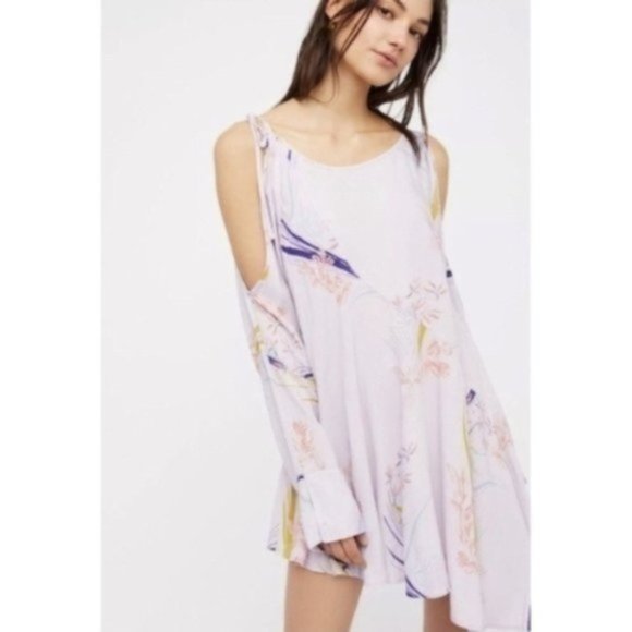 Free People Clear Skies Printed Cold-Shoulder Top - Picture 1 of 3